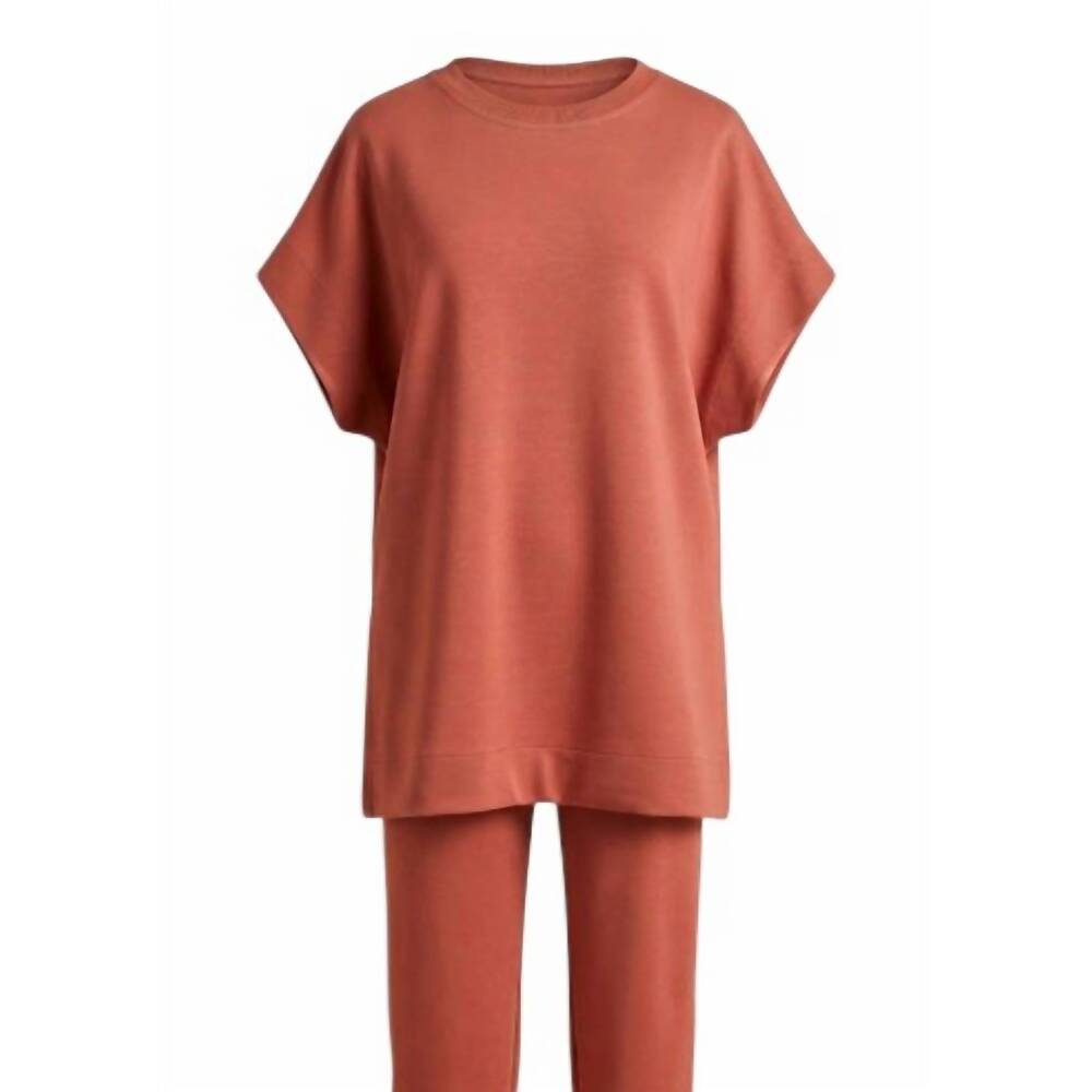 NEW P.CILL women's modal contrast tunic top in dusty rose